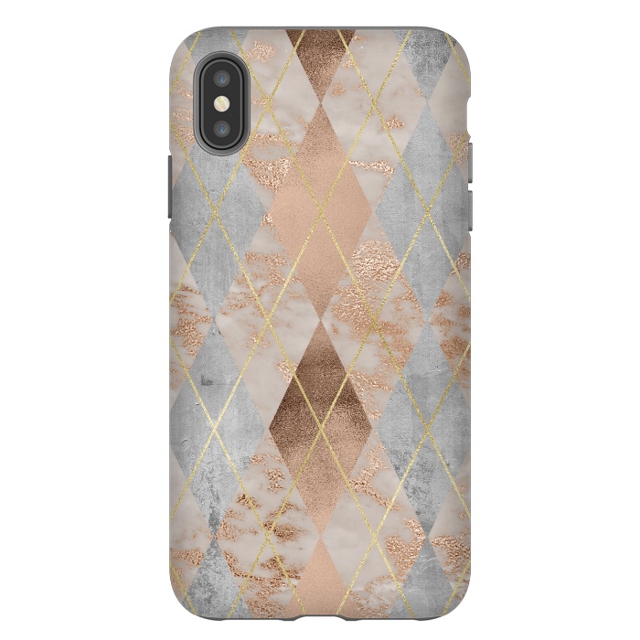 iPhone Xs Max StrongFit Trendy Argyle Marble and Concrete Copper Pattern by  Utart