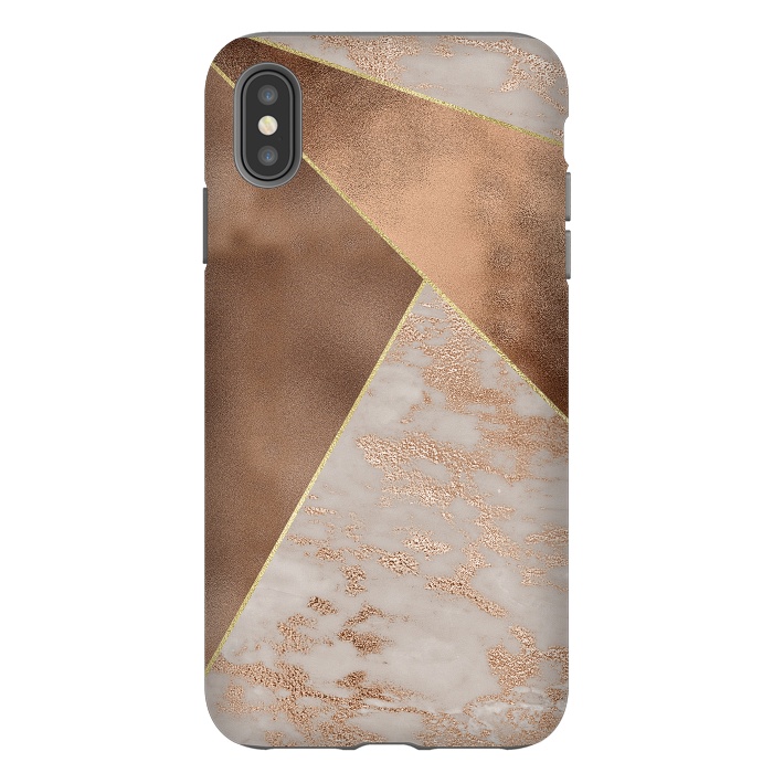 iPhone Xs Max StrongFit Modern minimalistic Copper Marble Triangles  by  Utart