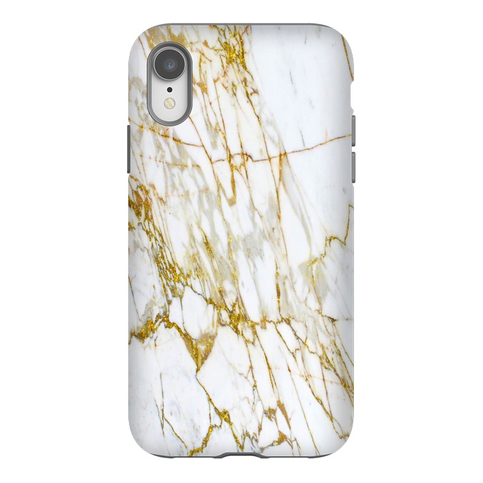 iPhone Xr StrongFit white gold marble by haroulita