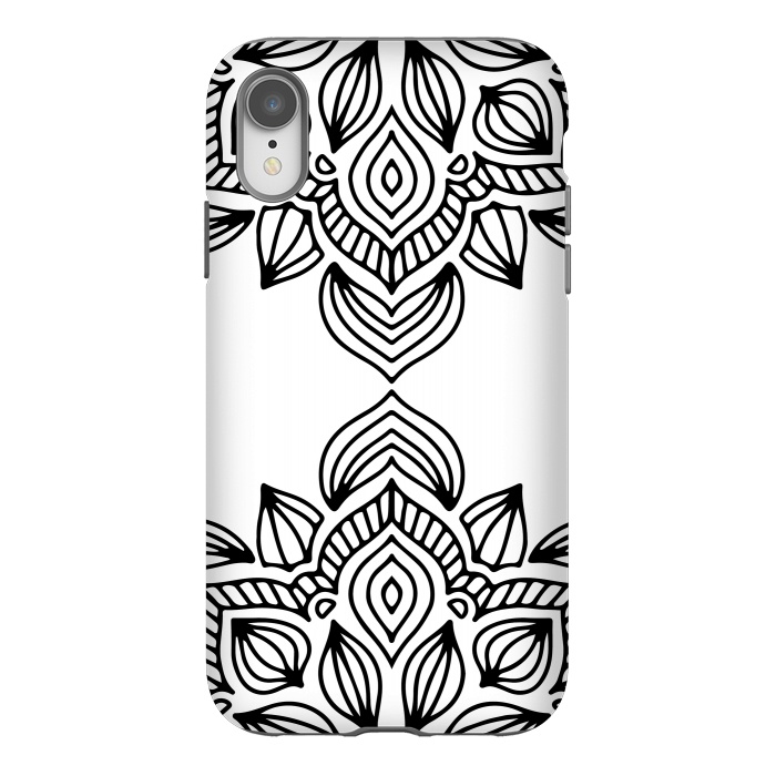 iPhone Xr StrongFit black and white mandala by haroulita