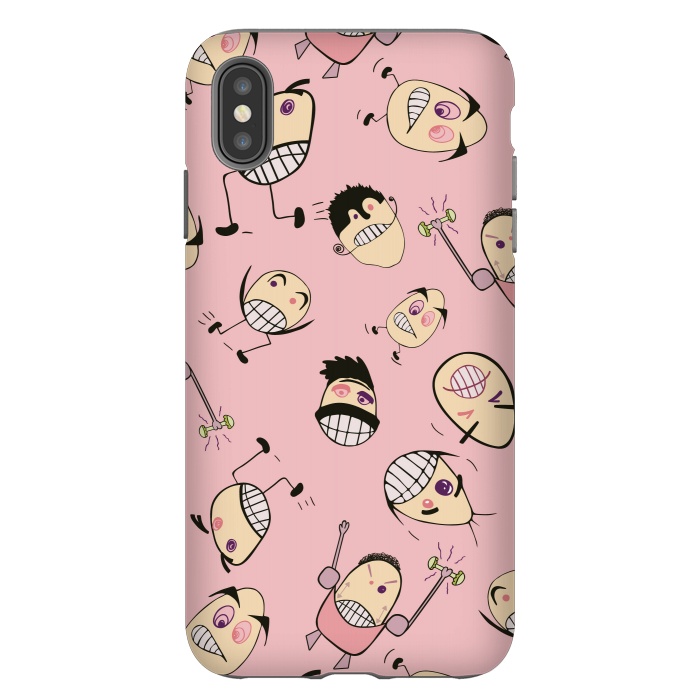 iPhone Xs Max StrongFit Egg Heads on Pink by Paula Ohreen