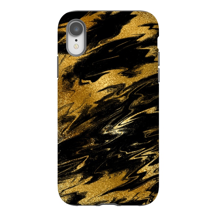 iPhone Xr StrongFit Black and Gold Marble by  Utart