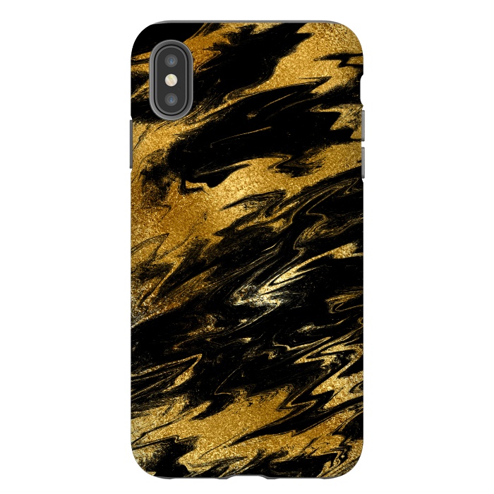 iPhone Xs Max StrongFit Black and Gold Marble by  Utart