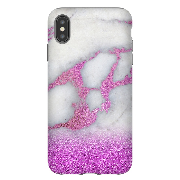 iPhone Xs Max StrongFit Purple Glitter Veined Gray Marble by  Utart