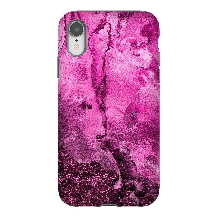 iPhone Xr StrongFit Purple and Pink Glittering Ink Marble by  Utart