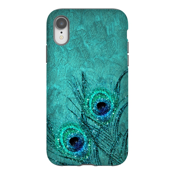 iPhone Xr StrongFit Peacock Sparkle Feathers by  Utart