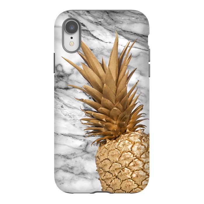 iPhone Xr StrongFit Gold Pineapple on Marble by  Utart