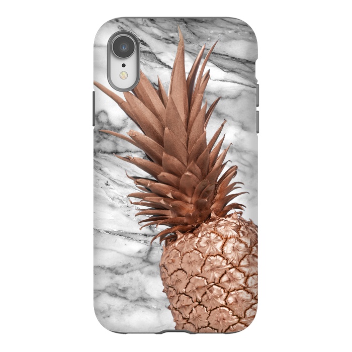 iPhone Xr StrongFit Rose Gold Pineapple on Marble by  Utart