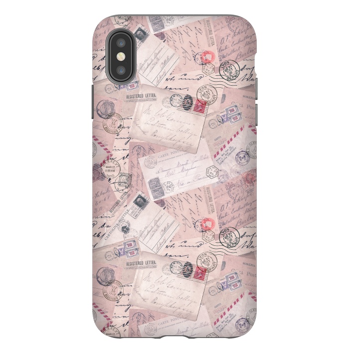 iPhone Xs Max StrongFit Vintage Letter Collage In Soft Pink by Andrea Haase