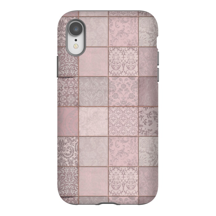 iPhone Xr StrongFit Nostalgic Patchwork Tiles Soft Pink by Andrea Haase
