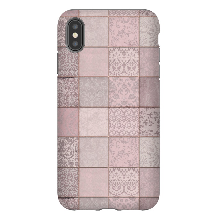 iPhone Xs Max StrongFit Nostalgic Patchwork Tiles Soft Pink by Andrea Haase