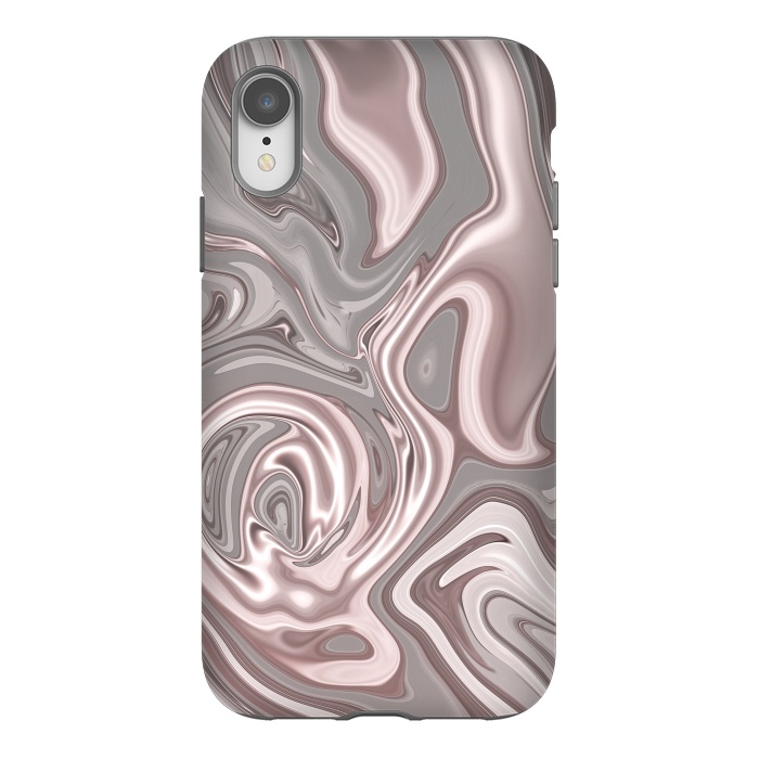 iPhone Xr StrongFit Rose Gold Gray Marbled Paint by Andrea Haase