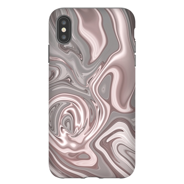 iPhone Xs Max StrongFit Rose Gold Gray Marbled Paint by Andrea Haase