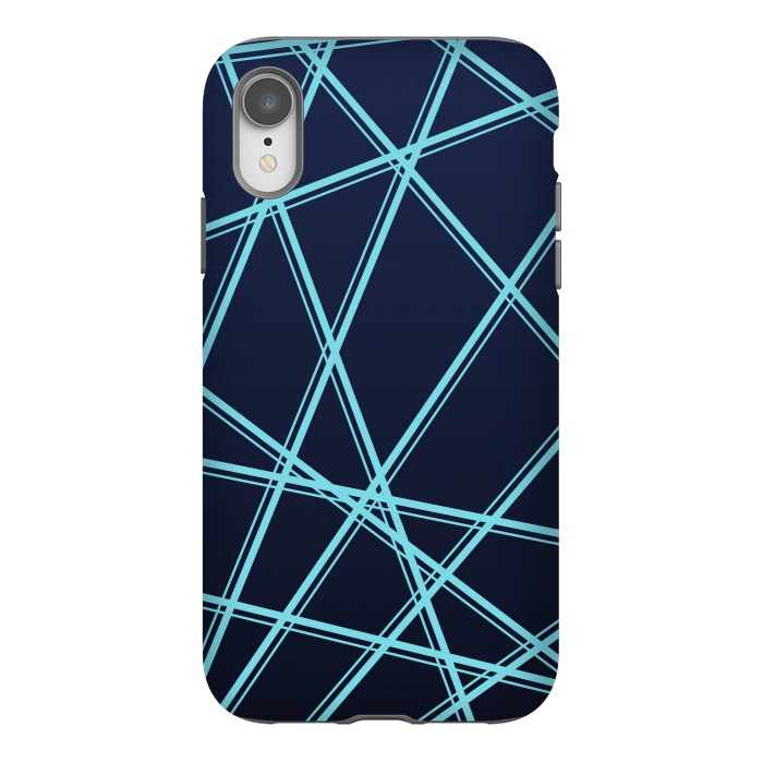 iPhone Xr StrongFit BLUE LINES PATTERN by MALLIKA