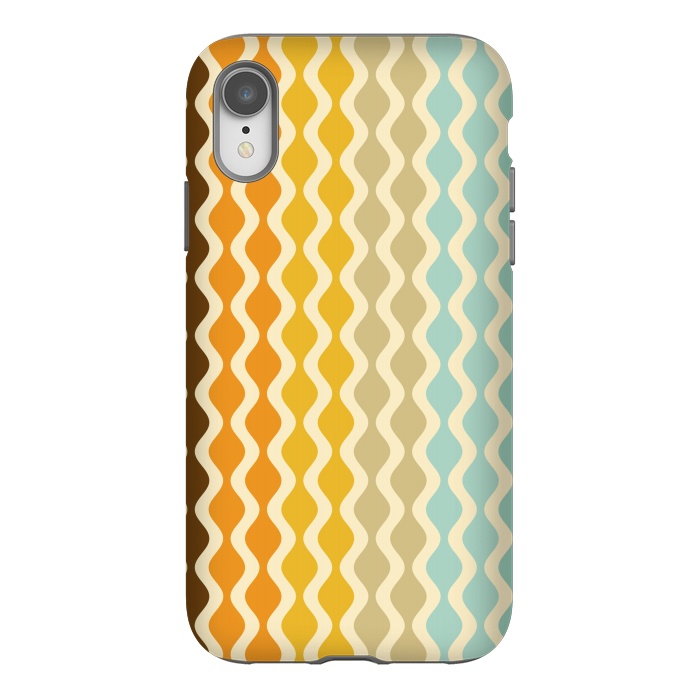iPhone Xr StrongFit Falling Waves in Orange and Blue by Paula Ohreen