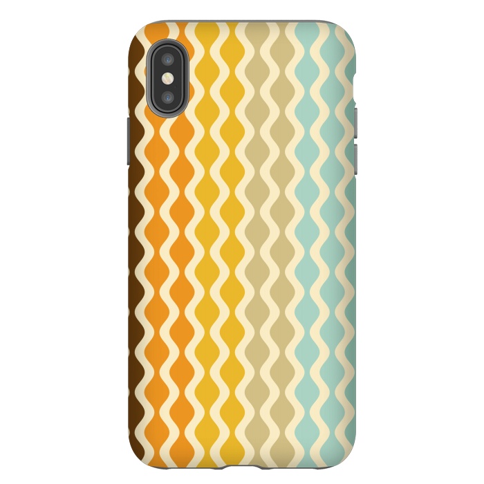 iPhone Xs Max StrongFit Falling Waves in Orange and Blue by Paula Ohreen