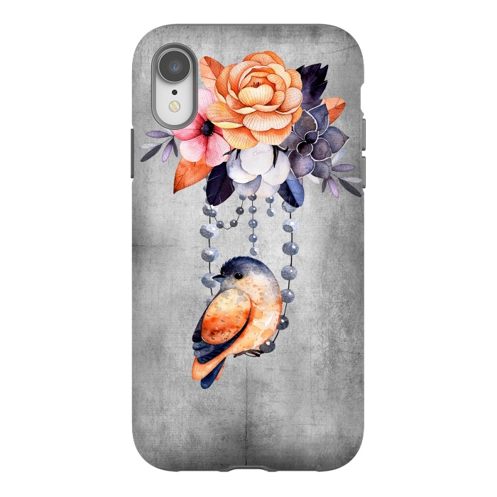 iPhone Xr StrongFit Vintage flowers and bird by  Utart