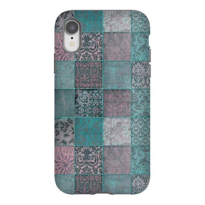iPhone Xr StrongFit Vintage Teal Patchwork by Andrea Haase