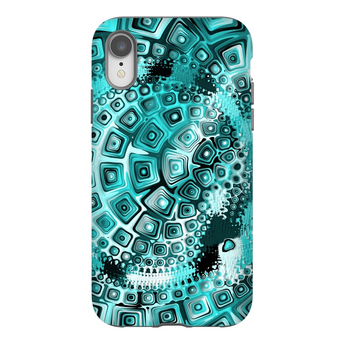 iPhone Xr StrongFit Teal Blue Fractal 2 by Andrea Haase