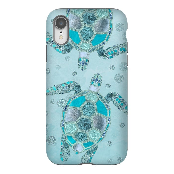 iPhone Xr StrongFit Turquoise Glamour Turtle 2 by Andrea Haase