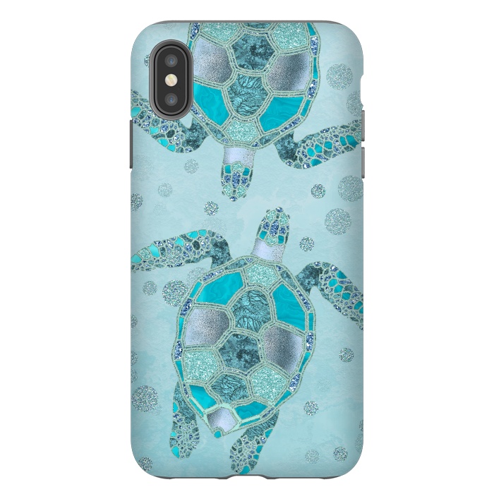 iPhone Xs Max StrongFit Turquoise Glamour Turtle 2 by Andrea Haase