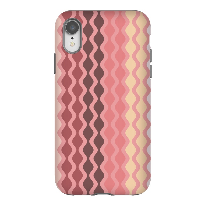 iPhone Xr StrongFit Falling Waves in Pink and Brown by Paula Ohreen
