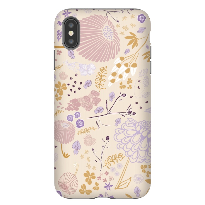 iPhone Xs Max StrongFit Field of Flowers in Pink, Purple and Mustard by Paula Ohreen