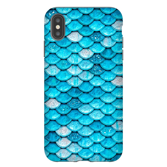 iPhone Xs Max StrongFit Teal Glitter Metal Mermaid Scales by  Utart