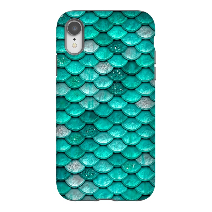 iPhone Xr StrongFit Mint Glitter Metal Mermaid Scales by  Utart