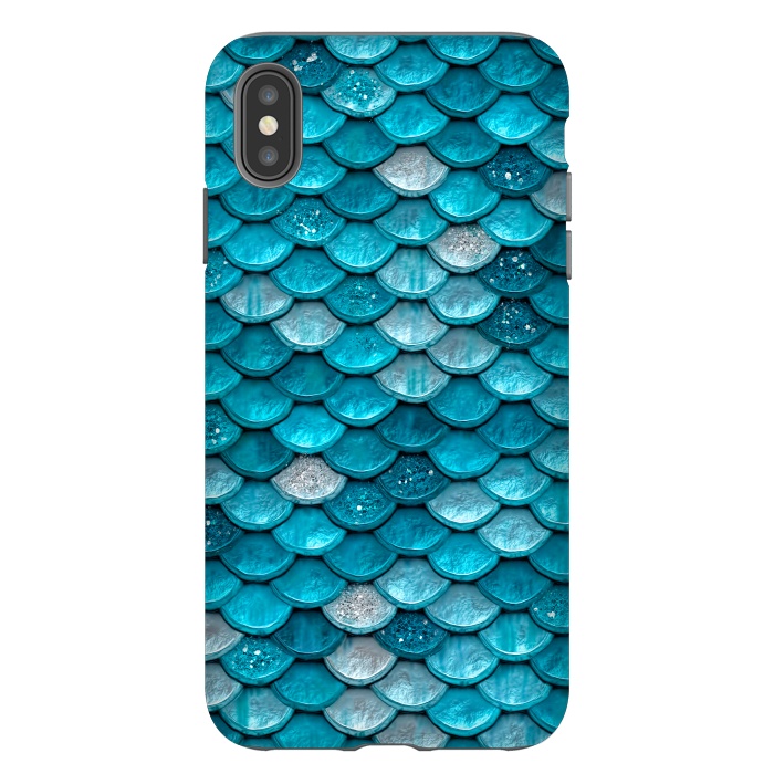iPhone Xs Max StrongFit Blue Metal Mermaid Glitter Scales by  Utart