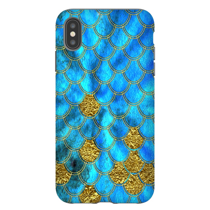 iPhone Xs Max StrongFit Blue and Gold Glitter Metal Mermaid Scales by  Utart