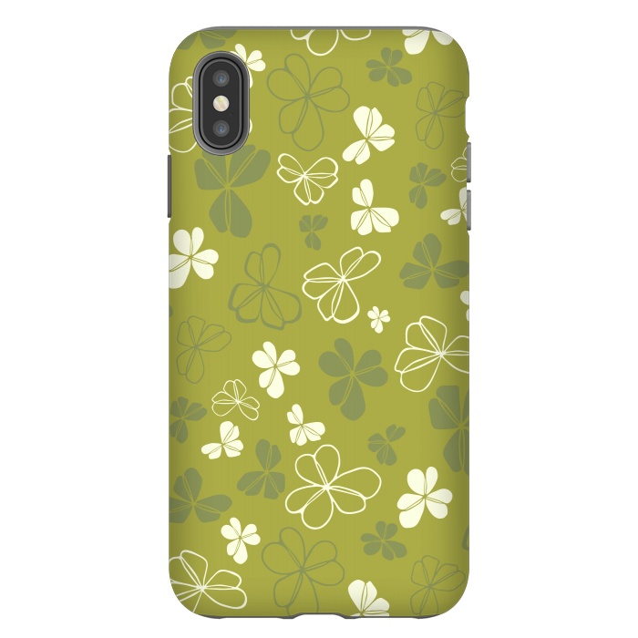 iPhone Xs Max StrongFit Lucky Clover in Green and White by Paula Ohreen