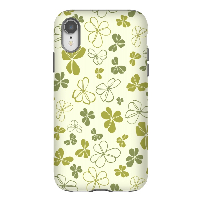 iPhone Xr StrongFit Lucky Clover in Cream and Green by Paula Ohreen