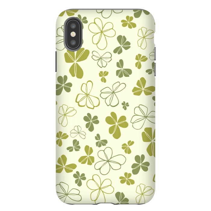 iPhone Xs Max StrongFit Lucky Clover in Cream and Green by Paula Ohreen
