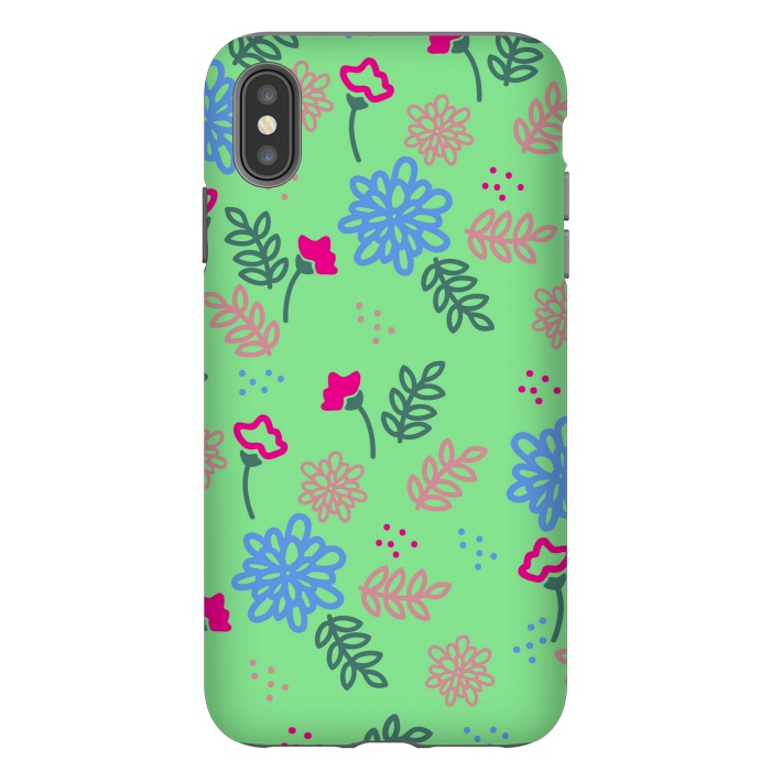 iPhone Xs Max StrongFit blue pink floral pattern by MALLIKA