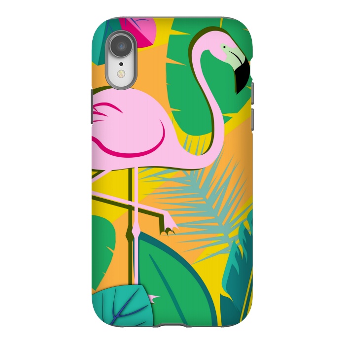 iPhone Xr StrongFit yellow flamingo pattern by MALLIKA