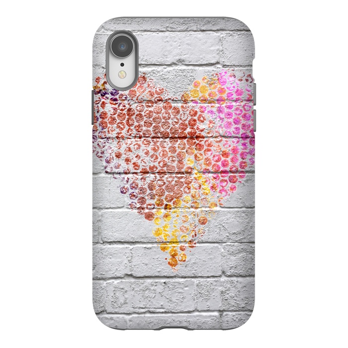 iPhone Xr StrongFit Spray Paint Heart On Brick Wall by Andrea Haase