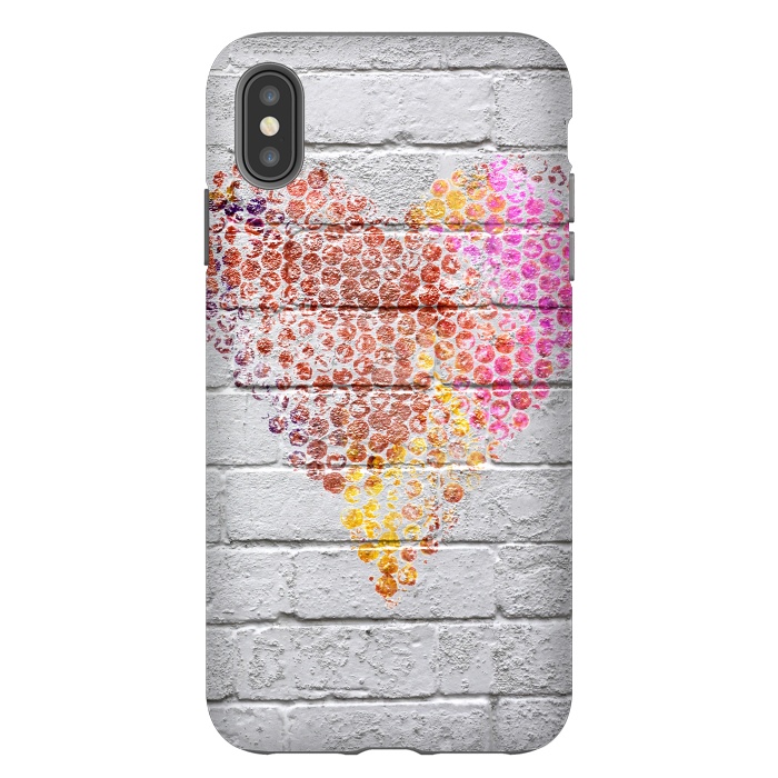 iPhone Xs Max StrongFit Spray Paint Heart On Brick Wall by Andrea Haase