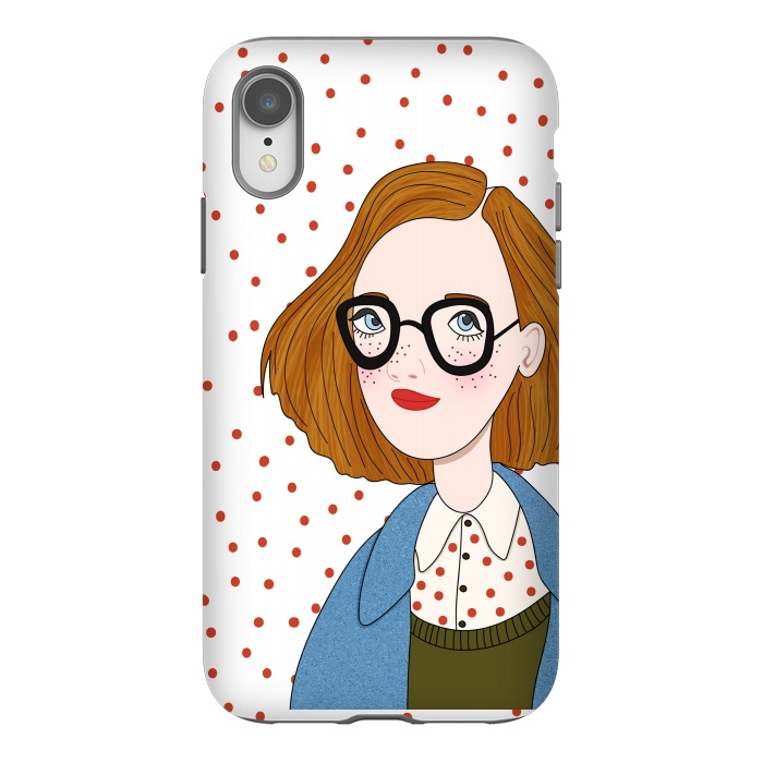 iPhone Xr StrongFit Trendy Fashion Girl with Red Polka Dots by DaDo ART