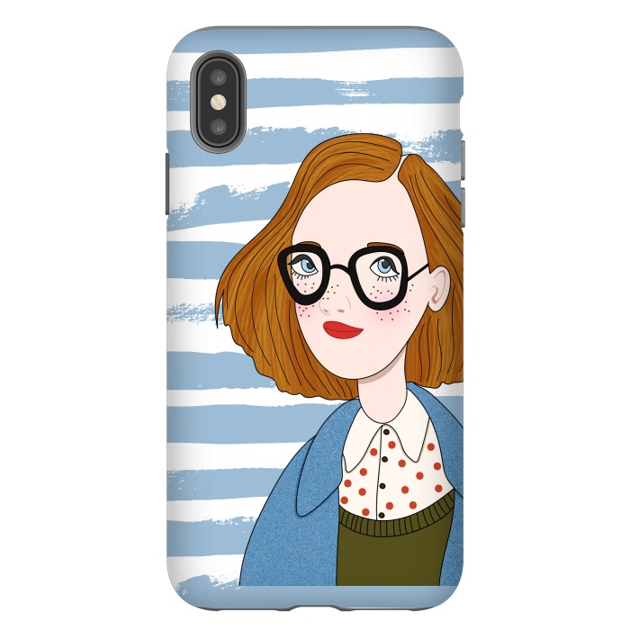 iPhone Xs Max StrongFit Fashion Girl and Blue  Stripes  by DaDo ART