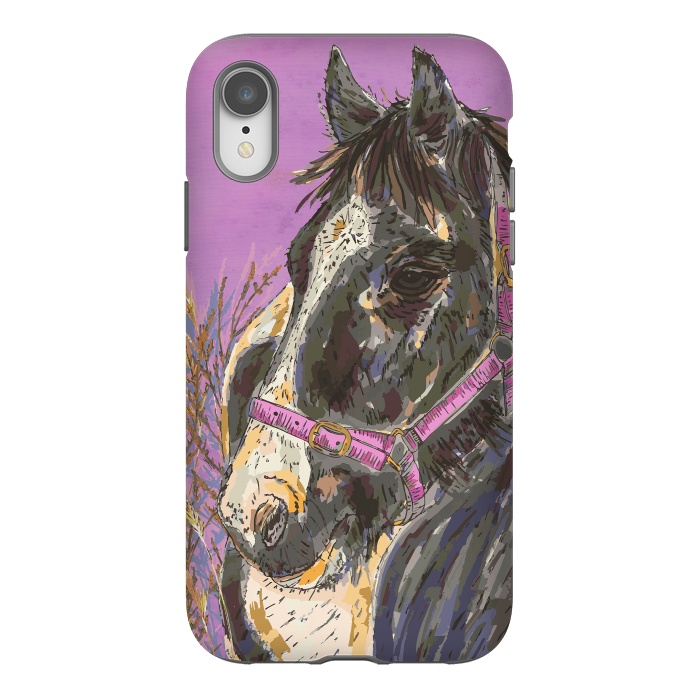 iPhone Xr StrongFit Black and White Horse by Lotti Brown