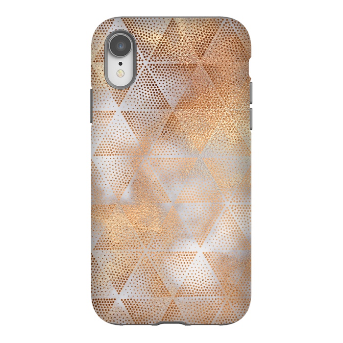 iPhone Xr StrongFit Rose Gold Marble Triangle Pattern by  Utart