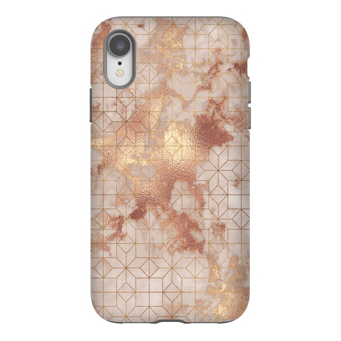 iPhone Xr StrongFit Simply Minimalistic  Rose Gold Shapes Marble Pattern by  Utart