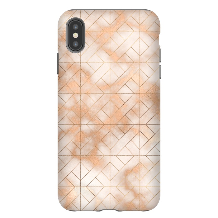 iPhone Xs Max StrongFit Modern Quadrangle Shapes Rose Gold Marble Pattern by  Utart