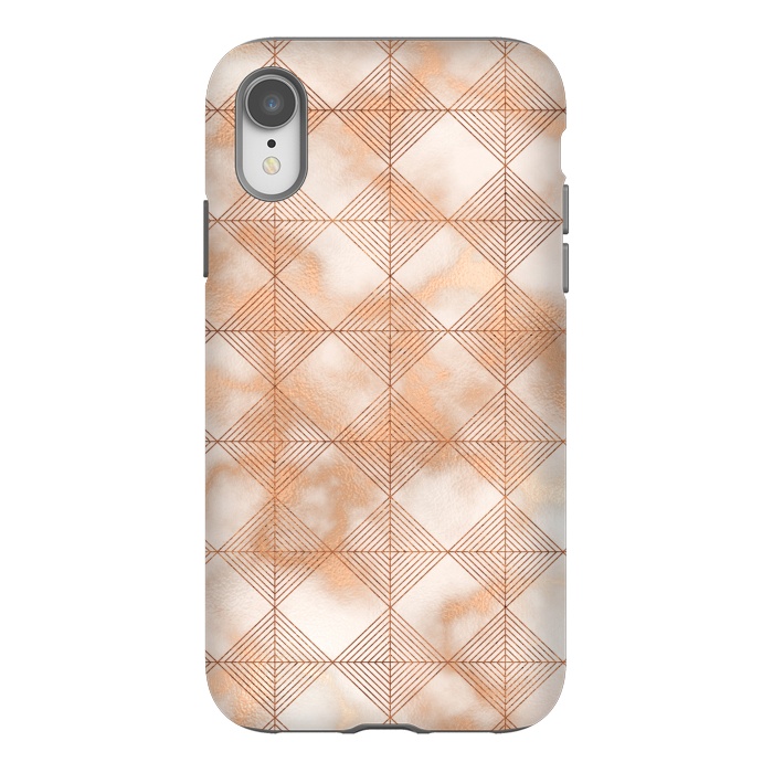 iPhone Xr StrongFit Abstract Minimalistic Rose Gold Marble Quadrangles  by  Utart