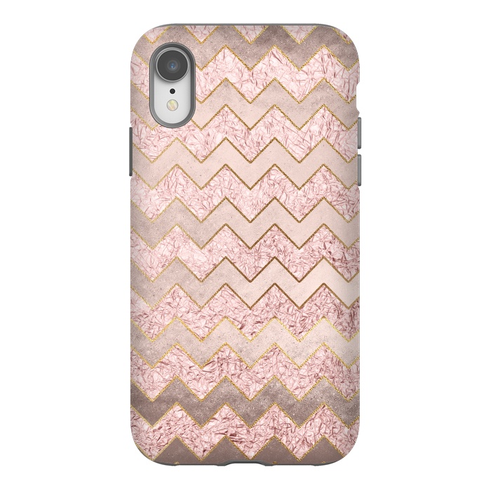 iPhone Xr StrongFit Rose Gold Glitter chevron by  Utart
