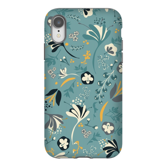 iPhone Xr StrongFit Beautiful BC Bloom in Blue and Yellow by Paula Ohreen