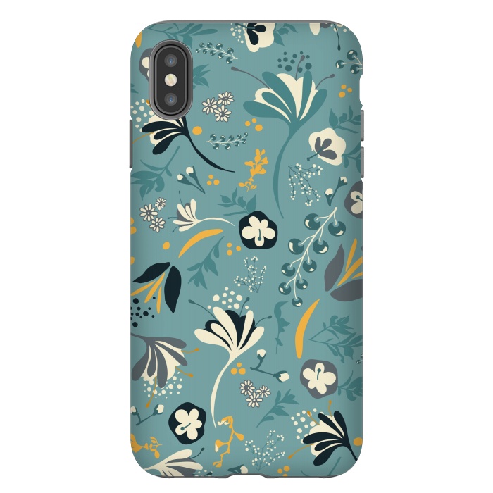 iPhone Xs Max StrongFit Beautiful BC Bloom in Blue and Yellow by Paula Ohreen