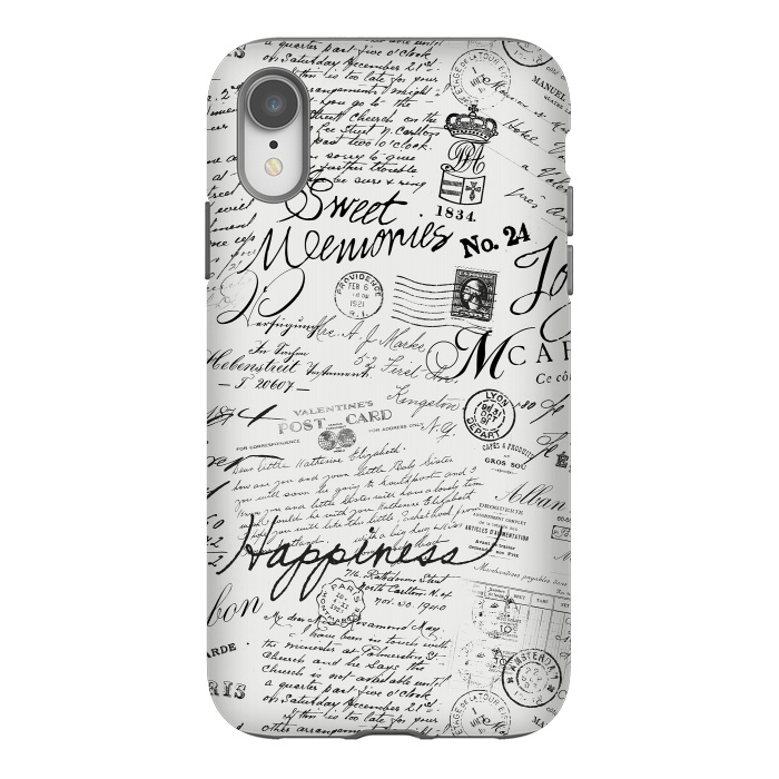 iPhone Xr StrongFit Nostalgic Handwriting Black And White by Andrea Haase