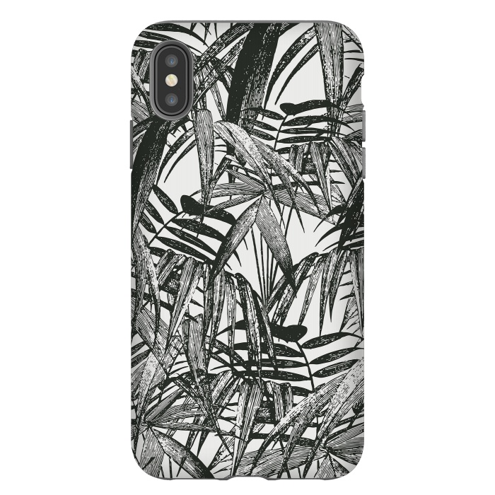 iPhone Xs Max StrongFit Vintage Palm Leaves Black And White by Andrea Haase
